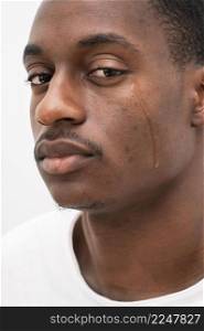 sad black man crying
