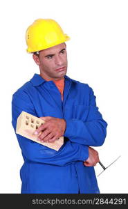 Sad bricklayer