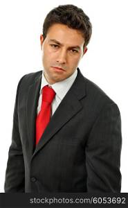 sad business man isolated over a white background