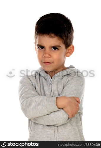 Sad child isolated on a white background