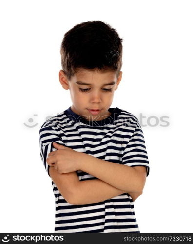 Sad child isolated on a white background