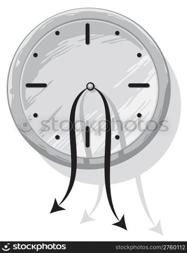 Sad hopeless clock with weak hanging pointers