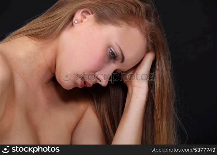 Sad naked woman