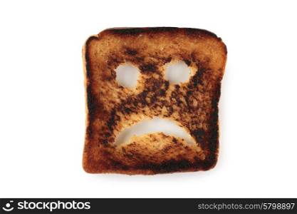 Sad toast isolated on white background