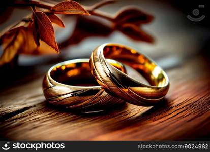 Sad truth about divorce, Two golden ring on wooden table