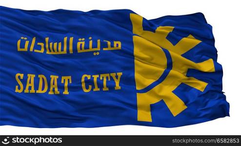 Sadat City Flag, Country Egypt, Isolated On White Background. Sadat City Flag, Egypt, Isolated On White Background