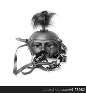 sadomasochism mask with eyes isolated on a white background