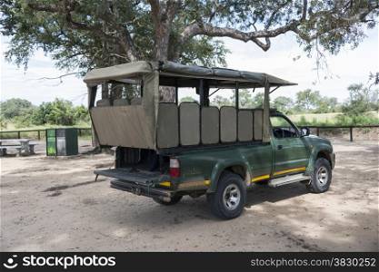 safari car in kruger national park south africa
