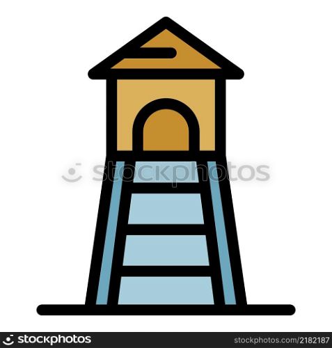 Safari tower icon. Outline safari tower vector icon color flat isolated. Safari tower icon color outline vector