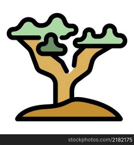 Safari tree icon. Outline safari tree vector icon color flat isolated. Safari tree icon color outline vector