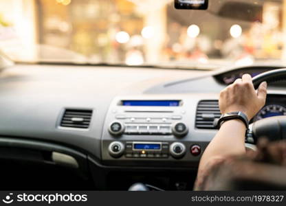 Safe drive, speed control and security distance on the road, driving safely, motion blurred