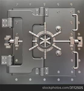 Safe in stainless steel. Bank Vault. 3d