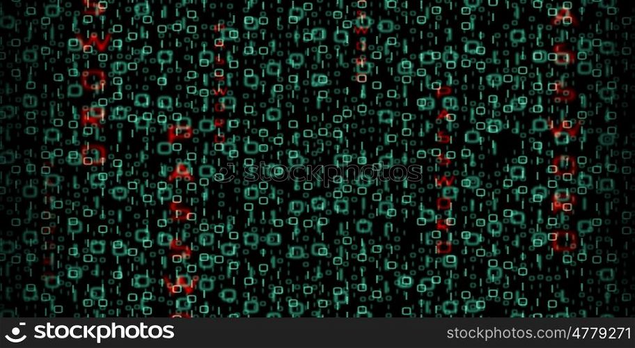 Safety concept. Conceptual media background image with binary code