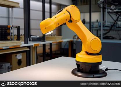 safety feature on robotic arm, with light and audible alarms to indicate danger, created with generative ai. safety feature on robotic arm, with light and audible alarms to indicate danger