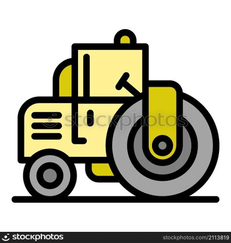 Safety road roller icon. Outline safety road roller vector icon color flat isolated. Safety road roller icon color outline vector