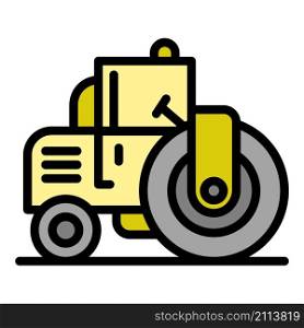 Safety road roller icon. Outline safety road roller vector icon color flat isolated. Safety road roller icon color outline vector