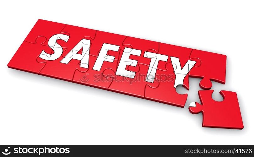 Safety sign puzzle development 3d illustration.