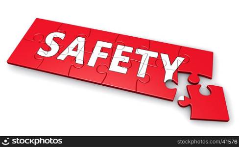 Safety sign puzzle development 3d illustration.