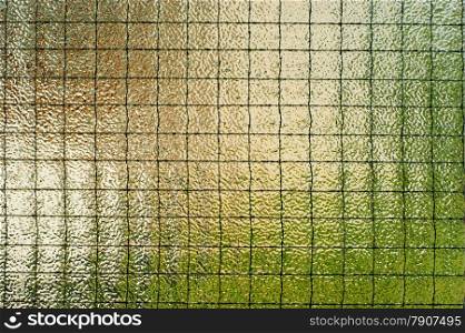safety, wire glass. green wall / grey colour for background or texture