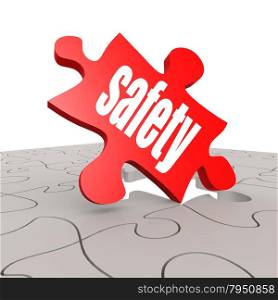 Safety word with puzzle background image with hi-res rendered artwork that could be used for any graphic design.. Loyalty puzzle