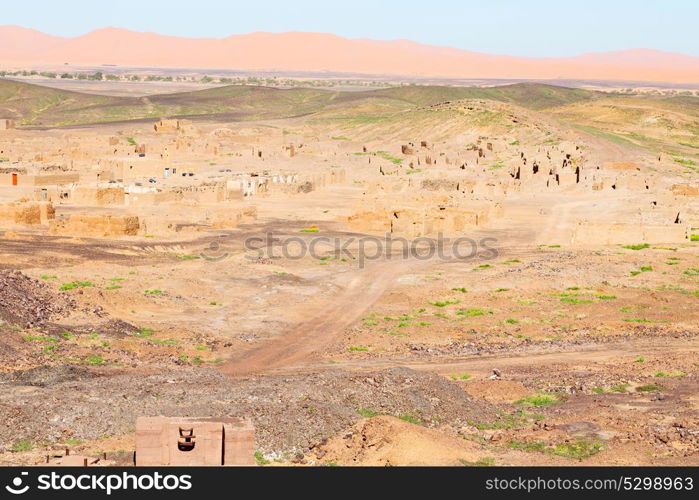 sahara africa in morocco the old contruction and the historical village