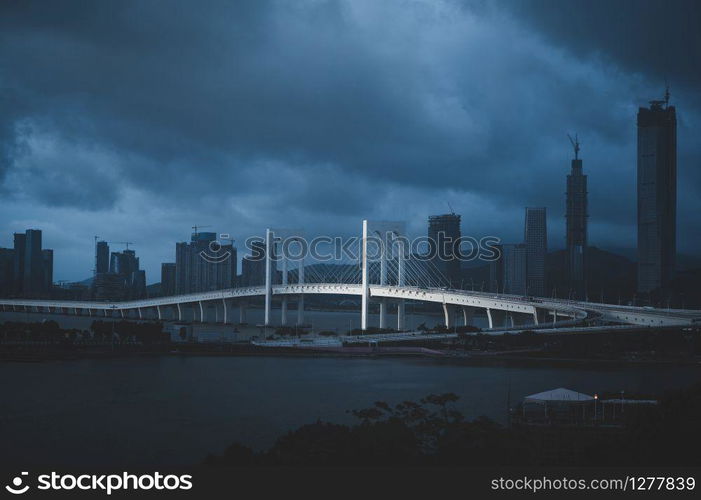 Sai Van Bridge in Macau at night