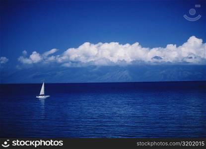 Sail boat in the sea, Hawaii, USA