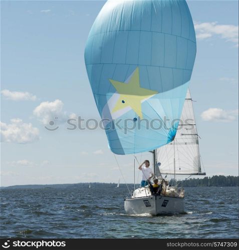 Sailboat in a lake, Lake of The Woods, Kenora, Lake of The Woods, Ontario, Canada
