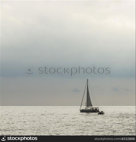 Sailboat in sea, Positano, Amalfi Coast, Salerno, Campania, Italy