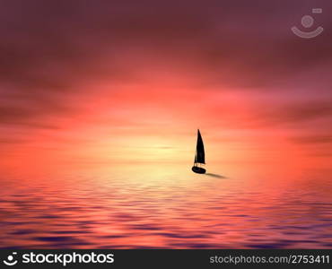 sailboat in sunset (pacific ocean)