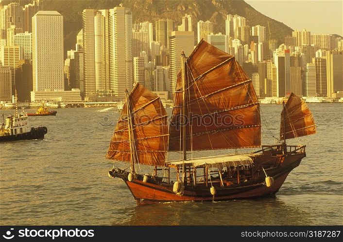 Sailboat in the sea, Hong Kong, China