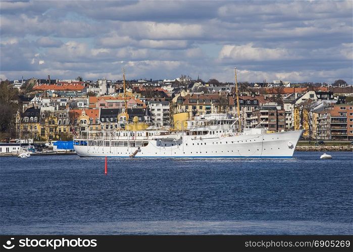 Sailboat moored in the Norwegian capital. Oslo