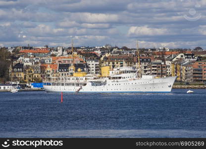 Sailboat moored in the Norwegian capital. Oslo