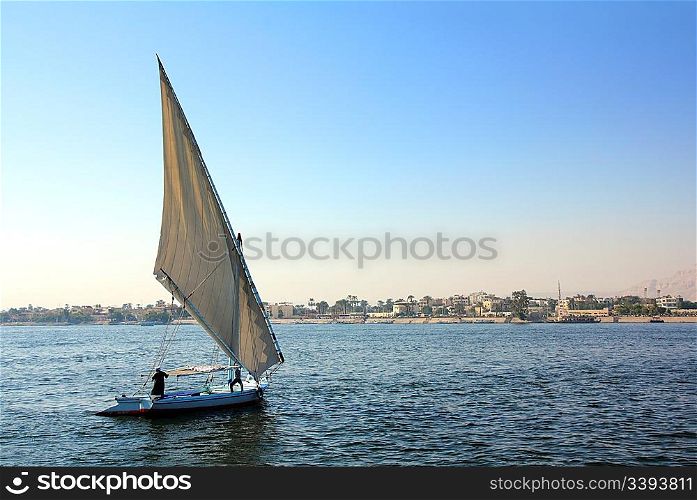 sailboat sailing on the Nile River in Egypt