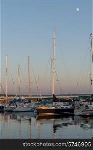 Sailboats at marina, Spinnakers Landing, Summerside, Prince Edward Island, Canada