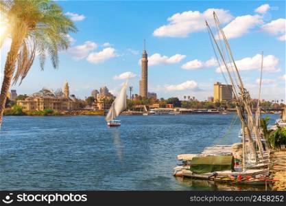 Sailboats by the pier in Cairo, beautiful sunny day view, Egypt.. Sailboats by the pier in Cairo, beautiful sunny day view, Egypt