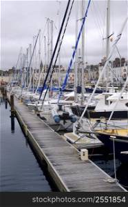 Sailboats moored in the harbor in Vannes, Brittany, France
