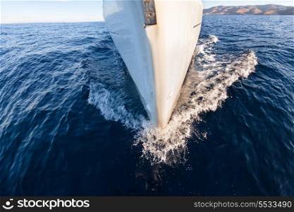 Sailing boat front view in the sea&#xA;