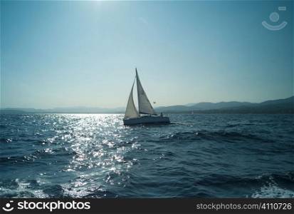 Sailing boat in the Mediterranean in St Maxime, French Riviera