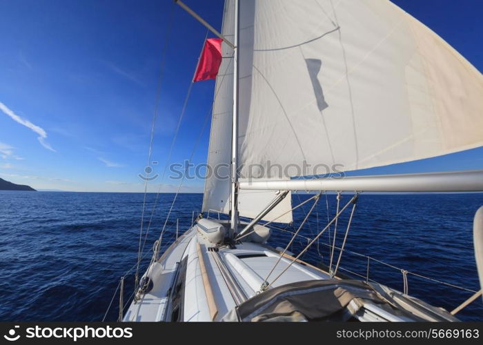 Sailing boat in the open blue sea&#xA;