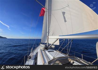 Sailing boat in the open blue sea&#xA;