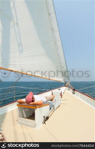 Sailing boat. Rigging on a sailboat