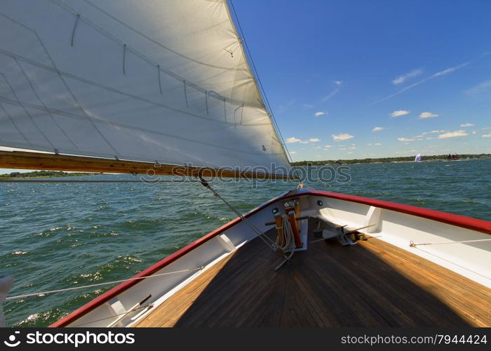 Sailing boat. Rigging on a sailboat