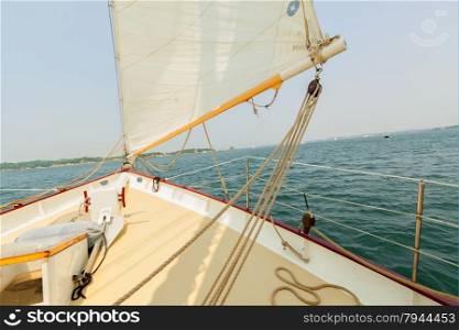 Sailing boat. Rigging on a sailboat