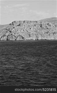 sailing in europe greece santorini island hill and rocks on the summertime beach
