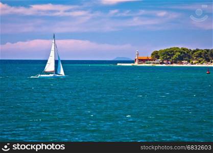 Sailing in Zadar waterfront summer view, Dalmatia, Croatia