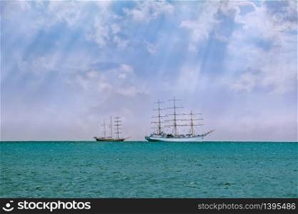 Sailing Ship in the Black Sea, Bulgaria. Sailing Ship in the Sea