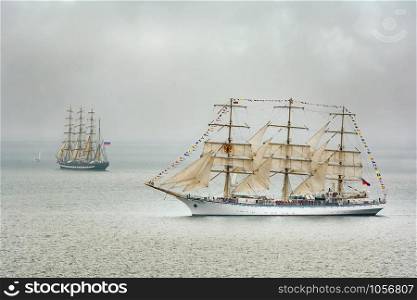 Sailing Ships in the Black Sea. Sailing Ships in the Sea