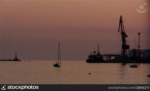Sailing vessel on a sunset