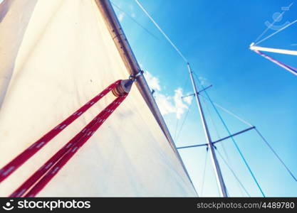 Sailing yacht on big river